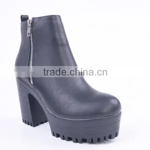 Fashion Western High Ankle Military Quality Double Zipper Dance Boots With High Platform thumbnail-2