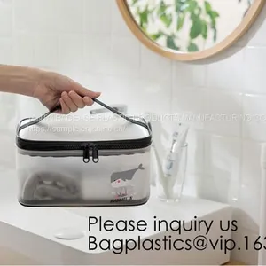 Makeup Bags, Frosted Promotional Gift Slider Zipper Bags Square Barrel Thickened Storage Barrel Pin thumbnail-1