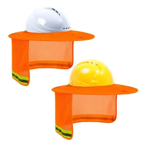 Foldable Site Construction Safety Helmet Full Brim Mesh Hard Hats Neck Sun Shield Visor With Reflective Strip thumbnail-2