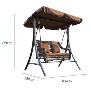 Durable Outdoor 2-seat Luxury Rattan Hammock Swing Chair With Fabric Canopy thumbnail-2