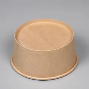 Thick Kraft Paper Packing Bowls Disposable Takeaway Paper Packaging Cups With Lids Wholesale Custom thumbnail-2