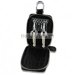 Unisex Genuine Leather Zip Around Key Case Multipurpose Clip Key Chain thumbnail-1