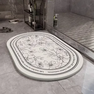 OEM ODM Floral Absorbent Diatomaceous Stone Bath Mat Manufacturer thumbnail-1
