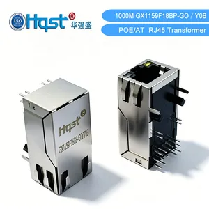 Industrial 1000M POE+ RJ45 Connector GX1159F18BP-GO/Y0B 2250V Isolation Gold Plated Ethernet Socket Transformer thumbnail-4