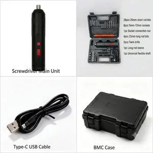 40+ Piece Cordless Power Screwdriver Set, 3.6V Rechargeable Inline Electric Screwdriver Kit With Heavy‑Duty BMC Storage Case thumbnail-2