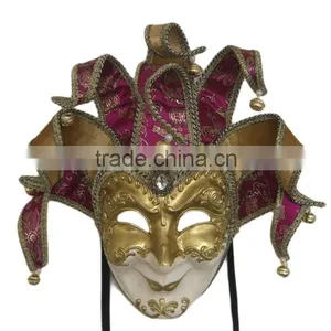 Wholesale Red And Gold Italy Venice Feather Masquerade Mask For Venetian Masked Ball thumbnail-2