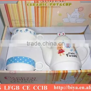 Moroccan Tea Pot Customized Plain White Ceramic Porcelain Tea Pot & Kettle for Two Cup and Saucer Rabit thumbnail-6