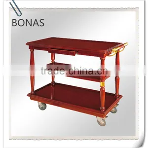 Three Layers Wood Tea Trolley, Antique Wooden Serving Trolley thumbnail-1