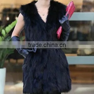Stock Black Bow Waist Fashion Lady's Fur Vests for Women thumbnail-3