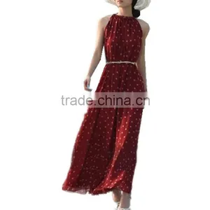 Girls Polka Dots Batik Casual Summer Dress High Neck Plus Size Flapper Dress Abaya Bulk Wholesale Maxi Dresses thumbnail-3