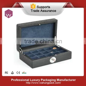 Leather Material Logo Printing Custom Cufflink Boxes thumbnail-2