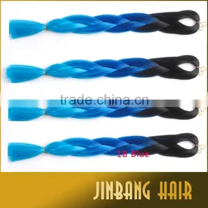 24 Inch 1B/Blue Two Tone Jumbo Ombre Braiding Hair Made of High Quality Synthetic Fiber Jumbo Braids thumbnail-1