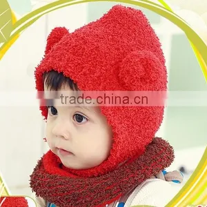 Bear Plush Children's Hat ,Head Warmer,Bear Hat,Ball Set, Hat Ear Pattern ,Pattern thumbnail-1