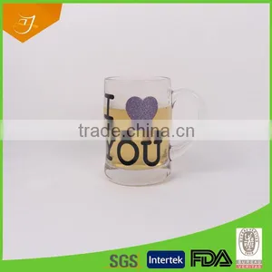 400ml Glass Beer Mug With Handle/ Wholesale Glass Mug With Design Decal thumbnail-1