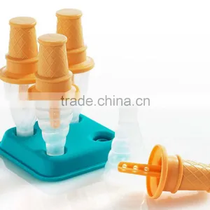Tovolo Ice Cream Cone Pop Moulds Plastic Ice Cream Popsicle Molds Ice Pop Candy Mould 4 Pcs thumbnail-1