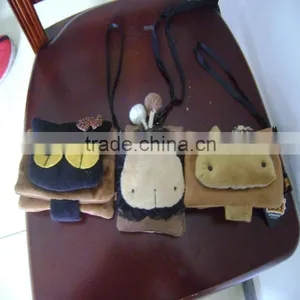 Two Sided Printing Logo Plush Velvet White Drawstring Pouch Bag for Mobile Phone thumbnail-4