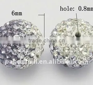 Shamballa Beads, Grade A Rhinestone Beads, Polymer Clay, Round, Multicolor, About 6mm, Hole: 0.8mm(RB-Q076-1) thumbnail-1