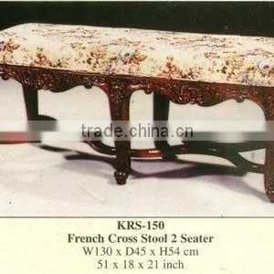 French Cross Stool 2 Seater Mahogany Indoor Furniture thumbnail-1