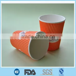 High Quality 12oz Ripple Paper Cups/Cheap Ripple Paper Cups/Striped Paper Double Wall Cups With Lids thumbnail-1