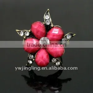 Fashion Crystal Resin Flower Rings Jewellery thumbnail-1