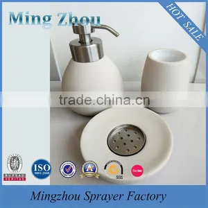 Modern Ceramic Bathroom Accessories Set Holder 3 Pcs : Tumbler, Soap Dish, Dispenser thumbnail-1