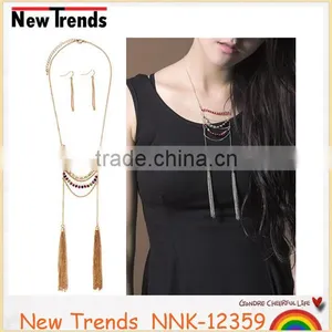 Factory Sale Jewelry Set, Crystal Chain Tassel Necklace Earring Jewelry Set 2016 thumbnail-1