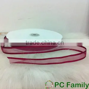 Red Satin Edge Organza Ribbon thumbnail-1