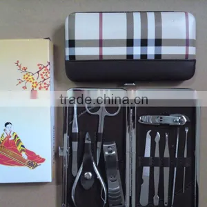 MRT-015 10pcs PU Bag With Colored Box Stainless Steel Manicure Set Tool Kit thumbnail-1