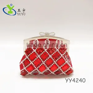 BOW FRAME DIAMOND OVERALL EVENING BAG thumbnail-1