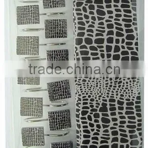 Model Style Polyester Shower Curtain Bathroom Curtain Matching With 12pcs Poly Resin Hooks thumbnail-1