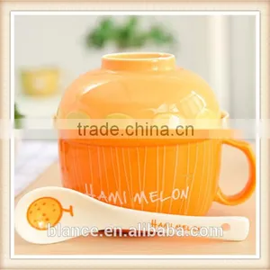 Large Ceramic Soup Bowl Set With Spoon in Fruit Shape Design thumbnail-4