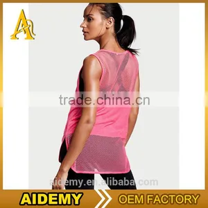 Wholesale Fitness Activewear Women's Mesh Tank Top Sexy t Shirt thumbnail-2