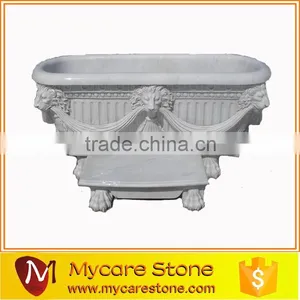 Hand-made Craving Stone Bathtub, Polished White Marble Bathtub thumbnail-6