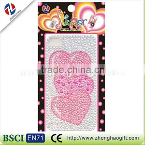 Love Heart Shape Crystal Strass Cell Phone Sticker thumbnail-1