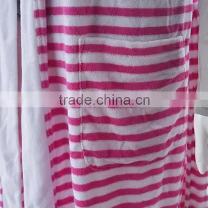 Short Sleeve Women Stripe Fancy Cotton Yarn Dyed Terry Bathrobe thumbnail-2