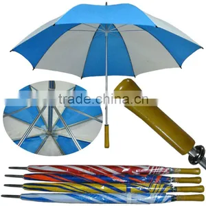 Wholesale Wooden Handle Blue and White Umbrella thumbnail-1
