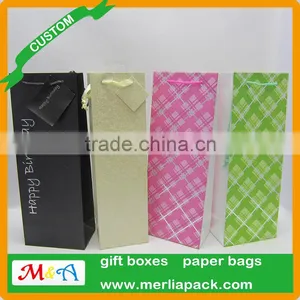 Black Wine Bag Euro Hook Paper Bag With Swing Tag Loop Handles thumbnail-3