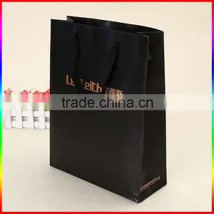 High Quality Matt Black Paper Bag Package With Gold Foil Printing thumbnail-1