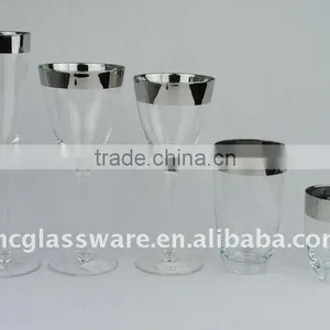 Handmade Silverl Rim Wine Glass Sets thumbnail-1