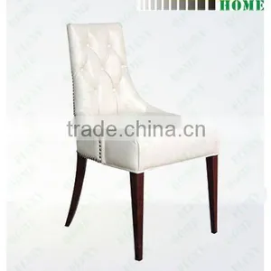 Hotel Dining Chair PU Genuine Leather Beech Wood Frame With Floor Glide Cherry PU Laquered---Yvelines thumbnail-1