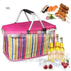 32L Large Family Size Picnic Insulated Bag BBQ Meat Drinks Cooler Bag Folding Collapsible Basket for Holidays Parties (YX-Z131) thumbnail-1