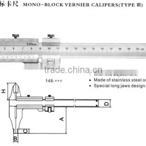 Carbone Steel or Stainless Steel Mono-block Vernier Calipers Type III thumbnail-1