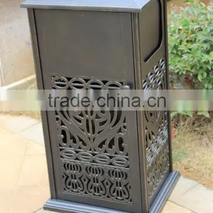 2016 New Design Cast Aluminum Garbage Can Trash Hideaway Antique Bronze Finish thumbnail-1
