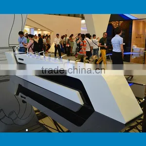 Modern Style Solid Surface Reception Desk, White Glossy Bank Front Desk thumbnail-2