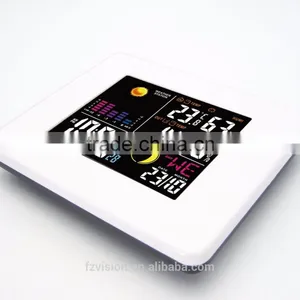 Wireless Weather Station White Alarm Clock With Backlight Indoor Outdoor Temperature Humidity Two Tramsmitters thumbnail-6