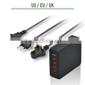 VOXLINK Fast Charging 40W 5V 8A Quick Charge 3.0 + Usb Type c Charger Adapter With 4 Usb Ports(US/UK/EU Optional)) thumbnail-1