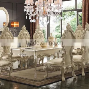 Luxurious Wooden Hand Carved European Royal King's Dining Chair And Matching Table Set(MOQ=1 SET) thumbnail-1
