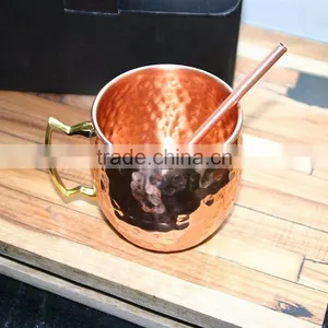 MOSCOW MULE MUGS With Straw/ Copper Mug With Copper Straw/ SOLID COPPER MUGS & Straw thumbnail-3