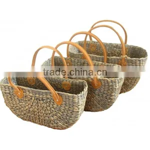 Wholesale Rectangle Baskets in Water Hyacinth Set of 3 thumbnail-1