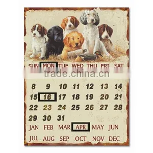 Dog Design Metal Decorative Calendar Tin Sign Metal Sign thumbnail-1
